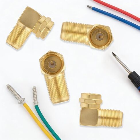 4 قطع RG6 90 درجة موصلات محورية، مقاومة للطقس F نوع ذكر إلى أنثى زاوية قائمة مسطحة كابل محوري موسع ضغط موصل محول لكابلات RG6 Shield هوائيات الأقمار الصناعية HD TV in Kuwait