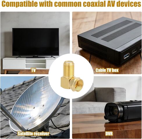 4 قطع RG6 90 درجة موصلات محورية، مقاومة للطقس F نوع ذكر إلى أنثى زاوية قائمة مسطحة كابل محوري موسع ضغط موصل محول لكابلات RG6 Shield هوائيات الأقمار الصناعية HD TV in Kuwait