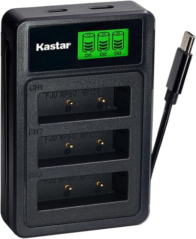Kastar 1-Pack Battery with LZD3 USB Triple Charger Compatible with Minolta NP-120 Zoom BT-03 Sonocaddie US-S, MN35Z MN4K40NV MN80NV MN90NV Q8 Q8N V300 Camera Devices in Saudi Arabia