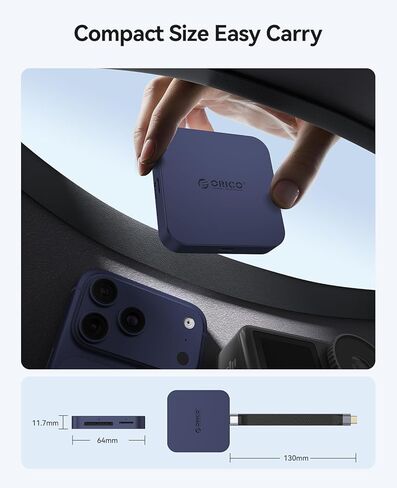 ORICO Ultra-Thin Magnetic SD Card Reader for iPhone, 4-in-1 USB C Memory Card Reader with PD 100W, Dual Slots for SDXC, SDHC, SD, Micro SDXC,MicroSD, Micro SDHC Card in Kuwait