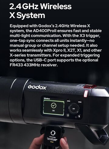 غودوكس مصباح ستروب DP400IIIV 400 واط 5700±200 كلفن، نظام اكس لاسلكي مدمج 2.4G، لوحة LCD شفافة، مع مصباح LED لنمذجة استوديو الصور بوينز ماونت in Saudi Arabia