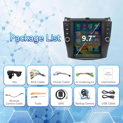 Binize Android 12 Car Stereo متوافق مع Carplay&Android Auto 10 بوصة تعمل باللمس لسيارة Honda Accord 7th 2003 2004 2005 2006 2007 يدعم GPS Navi/Bluetooth/FM/AM/DSP+كاميرا احتياطية in Saudi Arabia