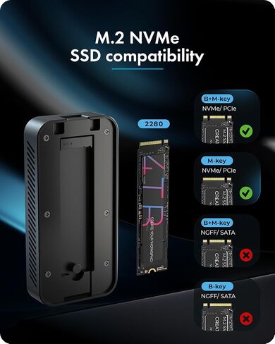 حاوية SSD بسرعة 80 جيجابت في الثانية M.2 NVMe SSD مع مروحة تبريد، حاوية ICY BOX USB4 NVMe SSD متوافقة مع Thunderbolt 5/4/3/USB 4 M-Key SSD حتى 8 تيرابايت، هيكل من سبائك الألومنيوم in Kuwait