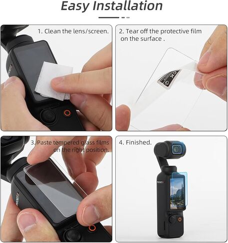 Pocket 3/4 Screen Lens Protector for DJI Osmo Pocket 4/3 Vlogging Camera, 2 Pack Anti-Scrach Tempered Glasses Protective Film Gimbal Len Accessories in Kuwait