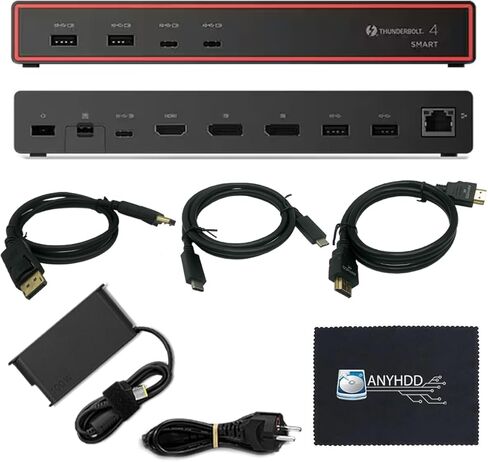 قاعدة كمبيوتر محمول Lenovo 40BE0135US Thunderbolt 4 مع HDMI 2.1 ومنفذ عرض مزدوج، ومنافذ USB-A وUSB-C متعددة، توصيل طاقة 100 وات، إيثرنت 2.5 جيجا بايت، اتصال متعدد الشاشات in Kuwait