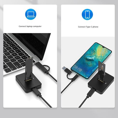 LICAEVEY M.2 SSD إلى USB محول 10 جيجابت في الثانية، NVMe & SATA إلى USB C محطة إرساء، غطاء من سبائك الألومنيوم مع تبديد الحرارة لمحركات أقراص SSD 2230/2242/2260/2280 in Kuwait