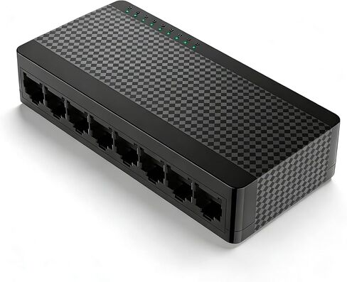 8 Port Gigabit Ethernet Network Switch - Ethernet Unmanaged Essentials Switch - Home Network Hub, Office Ethernet Splitter, Plug & Play, Silent Operation, Desktop or Wall Mount - Black in Saudi Arabia