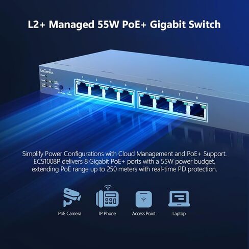 EnGenius Cloud （ECS1008P）｜ 8-Port Gigabit PoE Switch in Kuwait