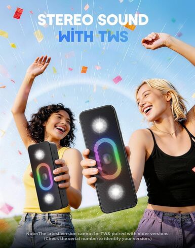 OHAYO Bluetooth Speaker, Wireless Portable Outdoor Speakers, Bold Sound and Ambient Light, IPX6 Waterproof, 24H Playtime, TWS Pairing, Built-in Mic, Home/Travel/Beach Essential, Birthday Gift, Black in Kuwait