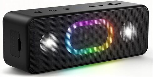 OHAYO Bluetooth Speaker, Wireless Portable Outdoor Speakers, Bold Sound and Ambient Light, IPX6 Waterproof, 24H Playtime, TWS Pairing, Built-in Mic, Home/Travel/Beach Essential, Birthday Gift, Black in Kuwait