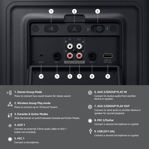 مكبر صوت سامسونج ST50F Sound Tower المحمول للحفلات مع بطارية مدمجة، بلوتوث، مقاومة للرذاذ IPX4، عمر بطارية يصل إلى 18 ساعة، صوت اتجاهي، MX-ST50F/ZA (متجدد) in Kuwait