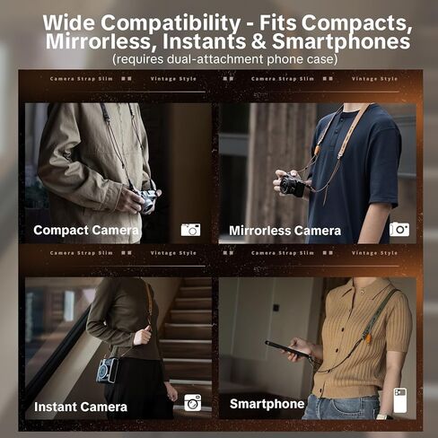 PGYTECH Camera Strap Slim (Vintage) w/Quick Connectors Slim Set | Durable Quick-Release Kit for Compact Cameras, Mirrorless & Smartphones in Kuwait