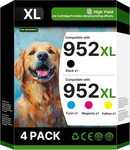 حزمة التحرير والسرد لخراطيش الحبر 952XL المتوافقة مع حزمة التحرير والسرد لخراطيش الحبر HP 952XL 952XL 952 للاستخدام مع طابعات HP OfficeJet Pro 8710 7740 8720 8715 8210 8703 9702 OfficeJet 8702 (4 حزم B/C/M/Y) in Kuwait