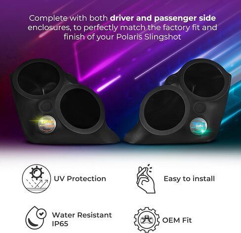 DS18 SLG-F82 Polaris Slingshot Front Fender Dual 8" Speaker Pods with Digital LED Lighting for 2015+ Slingshot Models - Empty Enclosures in Kuwait