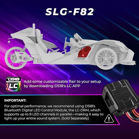 DS18 SLG-F82 Polaris Slingshot Front Fender Dual 8" Speaker Pods with Digital LED Lighting for 2015+ Slingshot Models - Empty Enclosures in Kuwait