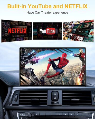 5-in-1 Wireless CarPlay Adapter with Netflix/YouTube/TF, Android Auto & Carplay Adapter with USB-A and USB-C Cables,Convert Wired to Wireless Apple Dongle, Magic Video Ai Box Car Play for iOS 10+ in Kuwait