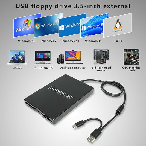 محرك أقراص مرنة مقاس 3.5 بوصة، محرك أقراص مرنة USB محمول، توصيل وتشغيل USB-C FDD خارجي، ناسخة قرص مرن 1.44 ميجابايت متوافقة مع أجهزة الكمبيوتر المحمولة وأجهزة الكمبيوتر الشخصية وأجهزة Windows 11/10/8/XP وmacOS تأتي مع حقيبة in Kuwait