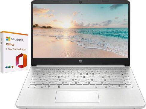 HP 14" Ultra-Light Laptop for Student & Home (Narrow-Bezel Display, Intel Pentium N5030, 16GB RAM, 512GB SSD, 1-Year Office 365) 11-Hr Long Battery Life, Webcam, Wi-Fi, IST Card, Win 11 Home, Silver in Kuwait