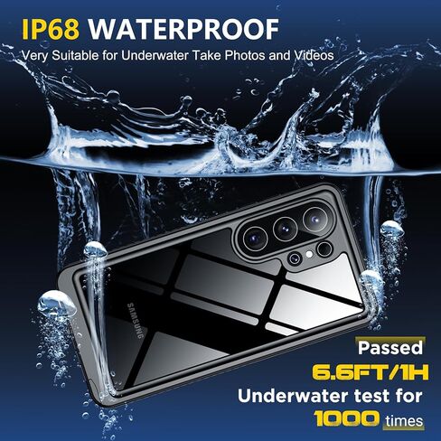 SPIDERCASE Designed for Samsung Galaxy S26 Ultra Case Waterproof,Built-in Screen & Camera Lens Protector[IP68 Underwater] [Military Grade Shockproof] Full Body Protection Phone Case,Black/Clear in Kuwait