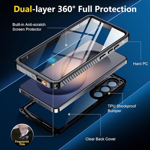 SPIDERCASE Designed for Samsung Galaxy S26 Ultra Case Waterproof,Built-in Screen & Camera Lens Protector[IP68 Underwater] [Military Grade Shockproof] Full Body Protection Phone Case,Black/Clear in Kuwait