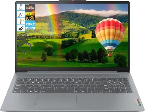 Lenovo IdeaPad Slim 3 15.6 بوصة كمبيوتر محمول محمول بشاشة لمس عالية الدقة، AMD Ryzen 7 5825U قوي (8 النواة)، ذاكرة وصول عشوائي 16 جيجابايت | 512 جيجابايت SSD، Wi-Fi 6، كاميرا الخصوصية، Copilot AI، مثالي للعمل عن بعد والدراسة، حزمة RK in Kuwait