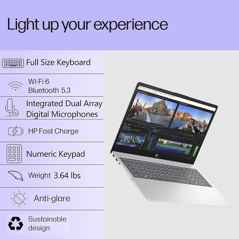 كمبيوتر محمول HP مقاس 15.6 بوصة • إصدار 2026 • Copilot AI • وحدة معالجة مركزية Intel 4-Core N100 • ذاكرة DDR4 بسعة 8 جيجابايت • فتحة PCIe بسعة 240 جيجابايت • شحن سريع • WiFi 6 وBluetooth 5.3 • Windows 11 • فضي طبيعي (متجدد) in Kuwait