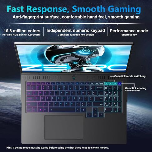 كمبيوتر محمول للألعاب Thunderobot Zero 16 Pro، GeForce RTX 5070 Ti، Core Ultra 9 275HX، شاشة 16 بوصة QHD + 360 هرتز، 32 جيجابايت DDR5، 1 تيرابايت SSD، لكل مفتاح RGB، كاميرا FHD IR، Wi-Fi 6E، Win 11 Home in Kuwait