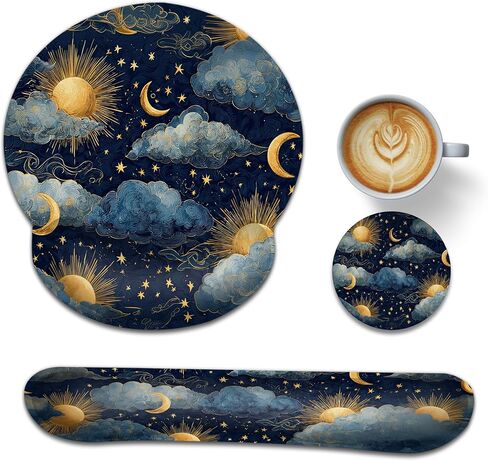 Ergonomic Keyboard and Mouse Wrist Rest Set, Cute Bee Mouse Pad with Non Slip Base, Soft Cloth Surface for Office and Home Typing Support in Saudi Arabia