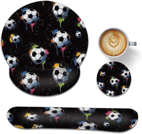 Ergonomic Keyboard and Mouse Wrist Rest Set, Cute Bee Mouse Pad with Non Slip Base, Soft Cloth Surface for Office and Home Typing Support in Saudi Arabia