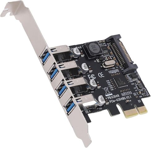 SUNGOOYUE PCIe USB 3.0 Expansion Card, 4 Ports 5Gbps Superspeed Self Powered Add On Card with Chip, for 11 10 8 7 Vista OS X Desktop PC Workstation NAS in Kuwait