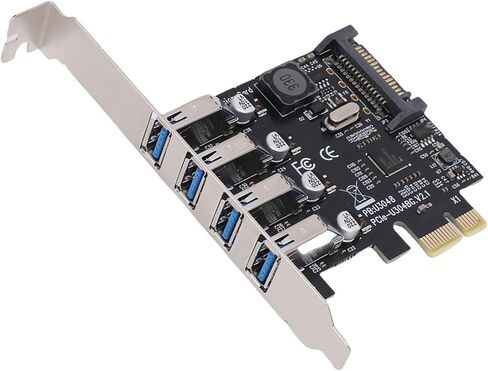 SUNGOOYUE PCIe USB 3.0 Expansion Card, 4 Ports 5Gbps Superspeed Self Powered Add On Card with Chip, for 11 10 8 7 Vista OS X Desktop PC Workstation NAS in Kuwait