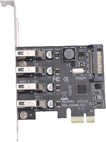 SUNGOOYUE PCIe USB 3.0 Expansion Card, 4 Ports 5Gbps Superspeed Self Powered Add On Card with Chip, for 11 10 8 7 Vista OS X Desktop PC Workstation NAS in Kuwait