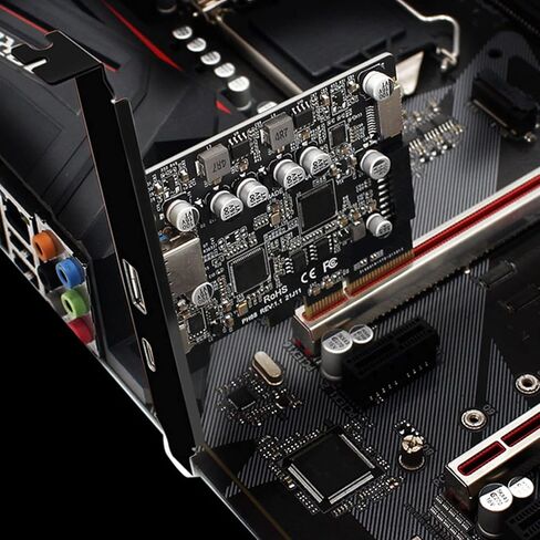 بطاقة Cryfokt PCIE USB3.2، 10 جيجابت في الثانية من النوع C، النوع الأمامي E، 19/20PIN، مجموعة شرائح ASM3142+822، دبوس PCI E X4 مطلي بالذهب، مصدر طاقة عالي، لوحة دوائر مطبوعة، محول بطاقة PCI Express لـ in Kuwait