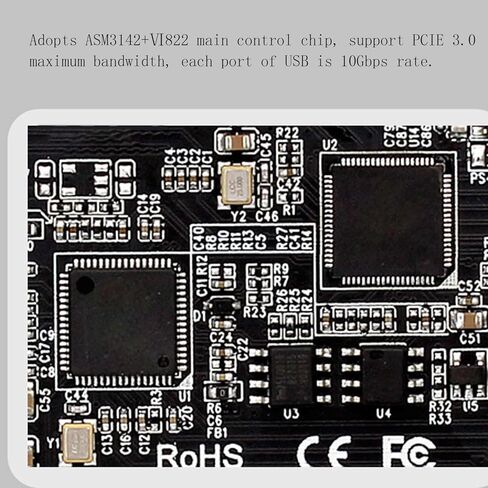 بطاقة Cryfokt PCIE USB3.2، 10 جيجابت في الثانية من النوع C، النوع الأمامي E، 19/20PIN، مجموعة شرائح ASM3142+822، دبوس PCI E X4 مطلي بالذهب، مصدر طاقة عالي، لوحة دوائر مطبوعة، محول بطاقة PCI Express لـ in Kuwait