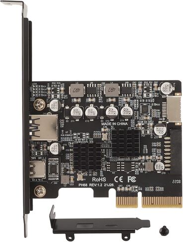 بطاقة Cryfokt PCIE USB3.2، 10 جيجابت في الثانية من النوع C، النوع الأمامي E، 19/20PIN، مجموعة شرائح ASM3142+822، دبوس PCI E X4 مطلي بالذهب، مصدر طاقة عالي، لوحة دوائر مطبوعة، محول بطاقة PCI Express لـ in Kuwait