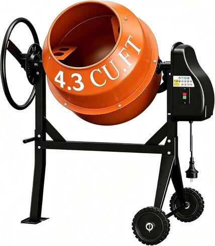 SILVEL Concrete Mixer Machine 5.3 Cu.Ft. – 750W 1HP Heavy Duty Portable Industrial Cement Mixing Machine with Wheel & Stand for Stucco, Mortar, Seeds, Amber in Saudi Arabia
