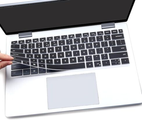 قطعتان من غطاء لوحة المفاتيح لجهاز الكمبيوتر المحمول Dell 14 Plus 2025 DB14250 DB14255 14 بوصة، Dell 14 Plus 2 في 1 DB04250 DB04255 14 بوصة - أسود + شفاف in Kuwait