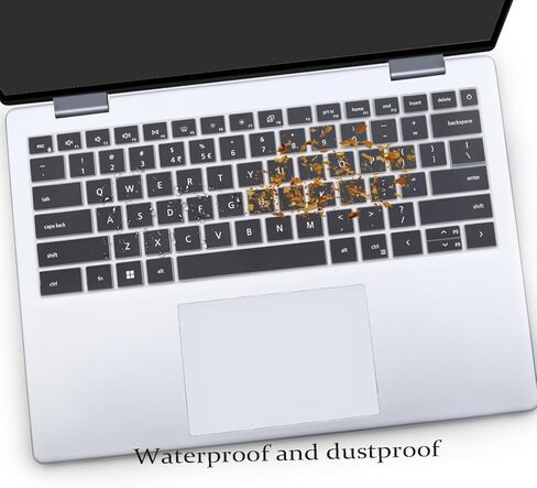 قطعتان من غطاء لوحة المفاتيح لجهاز الكمبيوتر المحمول Dell 14 Plus 2025 DB14250 DB14255 14 بوصة، Dell 14 Plus 2 في 1 DB04250 DB04255 14 بوصة - أسود + شفاف in Kuwait