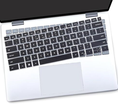 قطعتان من غطاء لوحة المفاتيح لجهاز الكمبيوتر المحمول Dell 14 Plus 2025 DB14250 DB14255 14 بوصة، Dell 14 Plus 2 في 1 DB04250 DB04255 14 بوصة - أسود + شفاف in Kuwait