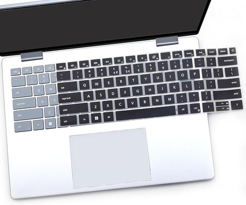 قطعتان من غطاء لوحة المفاتيح لجهاز الكمبيوتر المحمول Dell 14 Plus 2025 DB14250 DB14255 14 بوصة، Dell 14 Plus 2 في 1 DB04250 DB04255 14 بوصة - أسود + شفاف in Kuwait