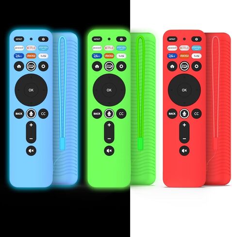 [عبوة من 3 قطع] غطاء سيليكون لهاتف VIZIO XRT260، جراب واقٍ مضاد للانزلاق ومقاوم للصدمات لجهاز VIZIO XRT260 Smart TV عن بعد من السيليكون مع حبل (أزرق متوهج + أخضر متوهج + أحمر) in Kuwait