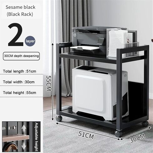 2 Tier PC Tower Stand, Height Adjustable Computer Tower Floor Stand with Locking Wheels, Metal Movable CPU Holder Cart for Office Home Classroom- for Most PC (Black) in Kuwait