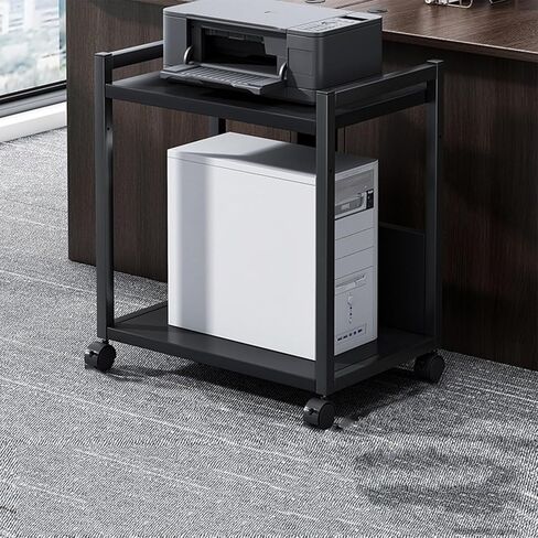 2 Tier PC Tower Stand, Height Adjustable Computer Tower Floor Stand with Locking Wheels, Metal Movable CPU Holder Cart for Office Home Classroom- for Most PC (Black) in Kuwait
