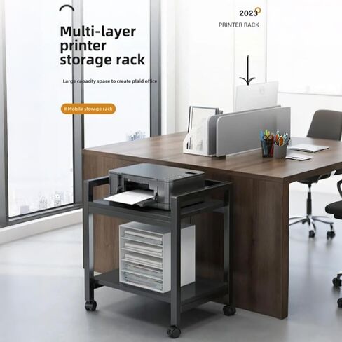 2 Tier PC Tower Stand, Height Adjustable Computer Tower Floor Stand with Locking Wheels, Metal Movable CPU Holder Cart for Office Home Classroom- for Most PC (Black) in Kuwait