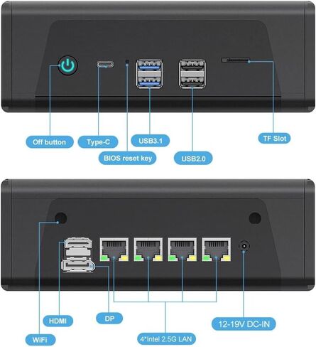 Firewall Appliance Mini PC, AMD Ryzen R5-5500U Processor DDR4, 6 cores and 12 Threads,4xInter I226 2.5G Ethernet VPN Router PC AES-NI HDMI DP USB3.1,USB2.0(NO RAM NO SSD) in Kuwait