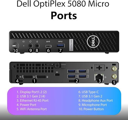 Dell OptiPlex 5080 Mini Business Desktop PC, Intel Core i5-10500, 16GB RAM, 512GB SSD, WiFi, Mouse, Keyboard, Windows 11 Pro (Renewed) in Kuwait