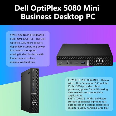 Dell OptiPlex 5080 Mini Business Desktop PC, Intel Core i5-10500, 16GB RAM, 512GB SSD, WiFi, Mouse, Keyboard, Windows 11 Pro (Renewed) in Kuwait