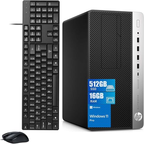 كمبيوتر مكتبي HP EliteDesk 705G4 Mini Tower، AMD Ryzen 3 Pro 2200GE، ذاكرة الوصول العشوائي 16 جيجابايت، 512 جيجابايت SSD، واي فاي، بلوتوث، Windows 11 Pro (متجدد) in Kuwait