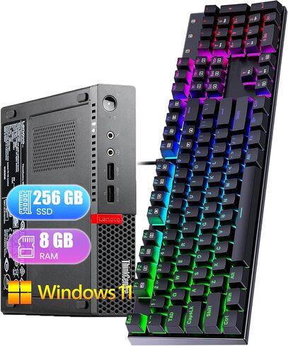Lenovo ThinkCentre M910q Tiny Desktop Computer, Intel Core i5-6500T 2.5GHz, 8GB RAM, 256GB SSD, USB 3.0, DisplayPort, Mouse & Keyboard, Mini PC Windows 11 Home (Renewed) in Kuwait