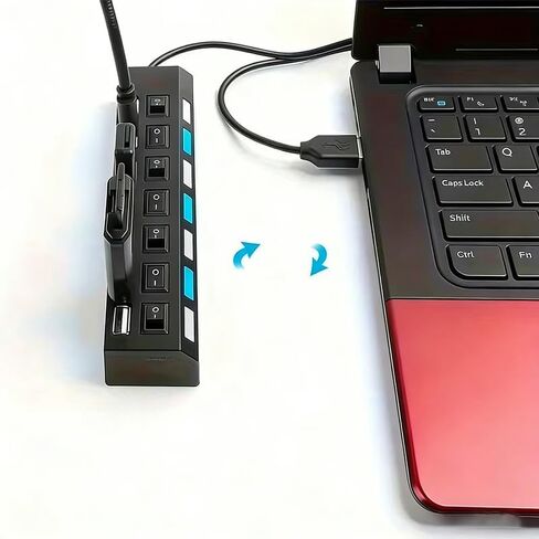 1pc High-Speed USB 2.0 Hub with Independent Switch, USB Hub, Laptop Power Adapter, Compatible with Laptop in Kuwait